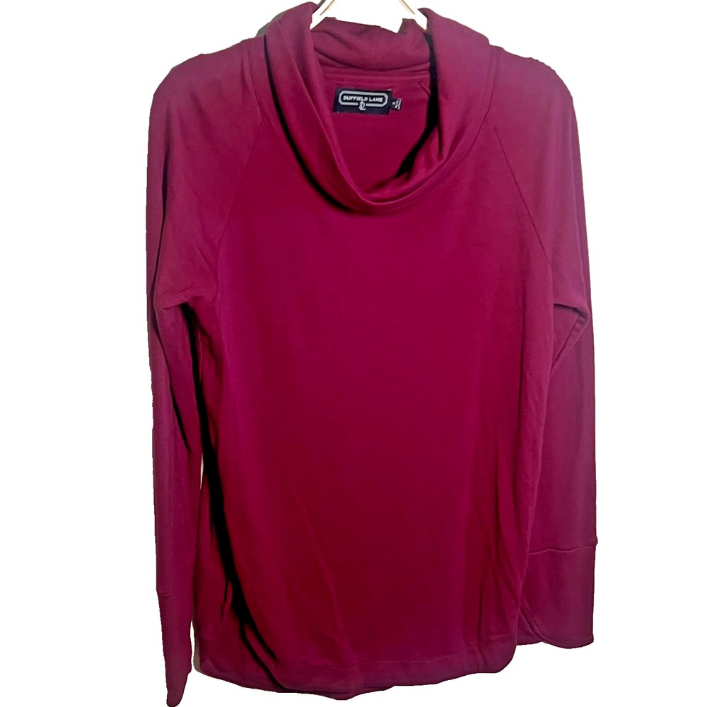 Duffield Lane Maroon Women's Long Sleeve Shirt Thumbholes size small Modal Soft